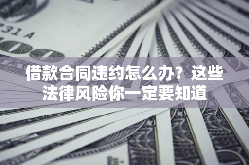 武汉借款合同违约怎么办？这些法律风险你一定要知道